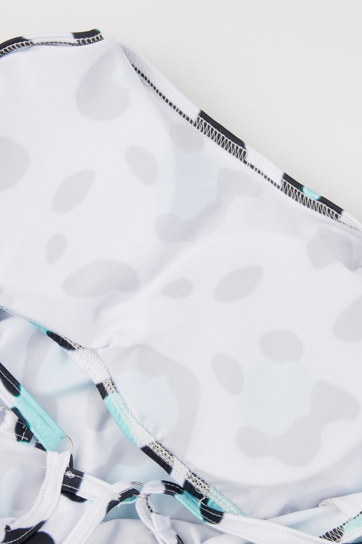White Leopard Print Drawstring Two-piece Outfit Swimsuit