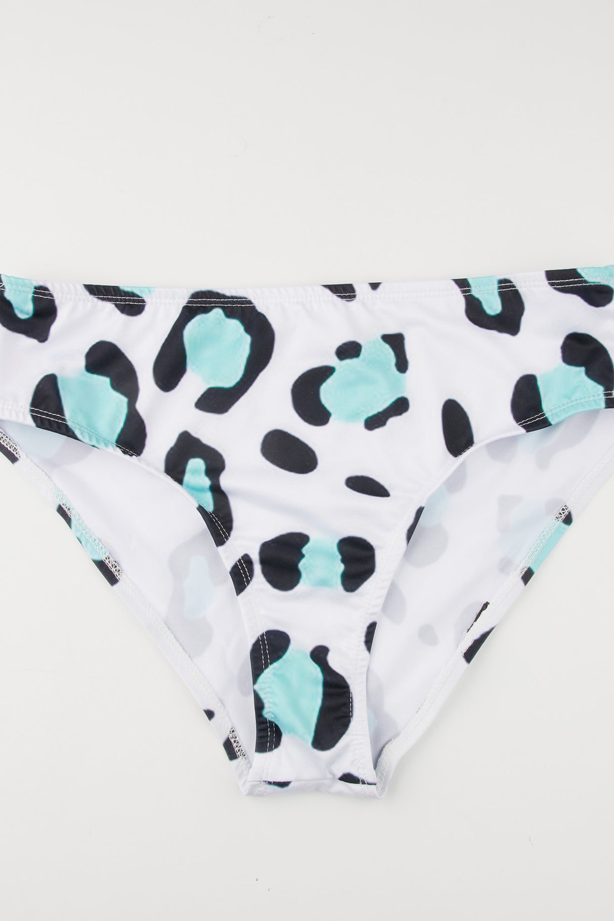 White Leopard Print Drawstring Two-piece Outfit Swimsuit