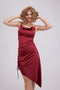 Red Satin Side Drawstring Cami Dress